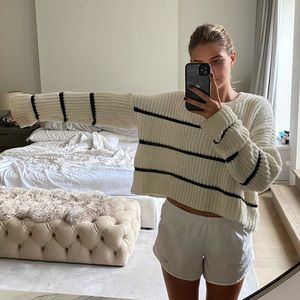 cream striped cropped sweater